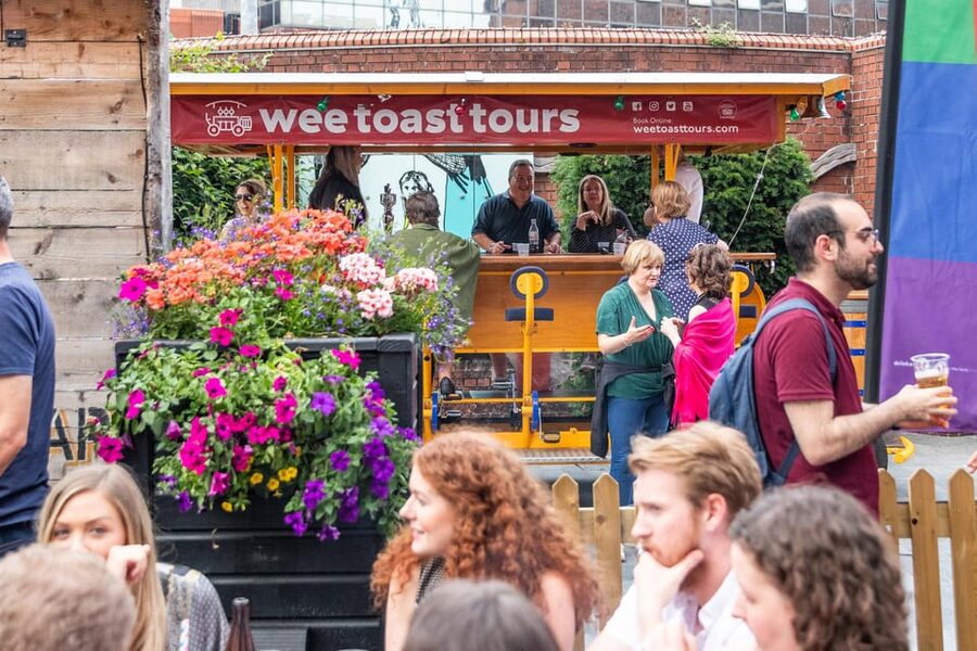 Belfast: City Centre Beer Bike Tour - The on-board bar: BYO drinks, pre-orders, and keeping cups full